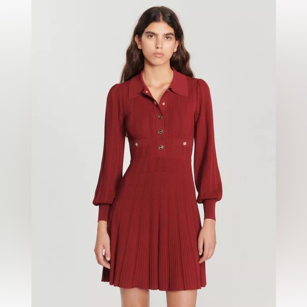 Sandro Burgundy Knit dress